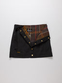 Gonna Barbour in cotone nero con bottoni dorati e interno brandizzato
