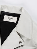 Dettaglio difetto sul collo della giacca in pelle Celine