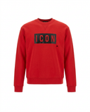 Felpa Dsquared2 rossa con stampa Icon su manichino