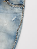 Jeans DSQUARED con catena e dettagli cristallo Imperfetto 
