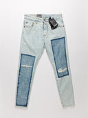 Fronte jeans DSQUARED2 con inserti e dettagli distressed