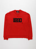 Vista frontale felpa Dsquared2 rossa con stampa Icon