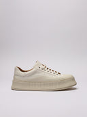 sneakers Jil Sander in canvas bianco con suola platform.