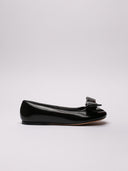 Ballerine LOEWE in vernice nera con fiocco frontale. Superfice lucida 