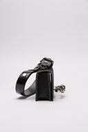 Clutch MCQUEEN in denim con dettagli decorativi