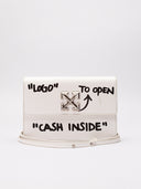 Vista frontale con scritta borsa Off-White