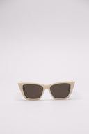 Occhiali da sole Saint Laurent in acetato avorio fronte e profilo.