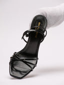 SAINT LAURENT Sandali Strutturati in Pelle Lucida